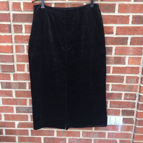 Relativity Skirt Size 14 Black Velour Midi Length Career Classic Holiday - Picture 3 of 12